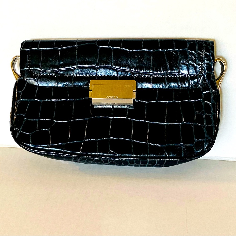 3/$24 Arden B Black Faux Croc Leather bag